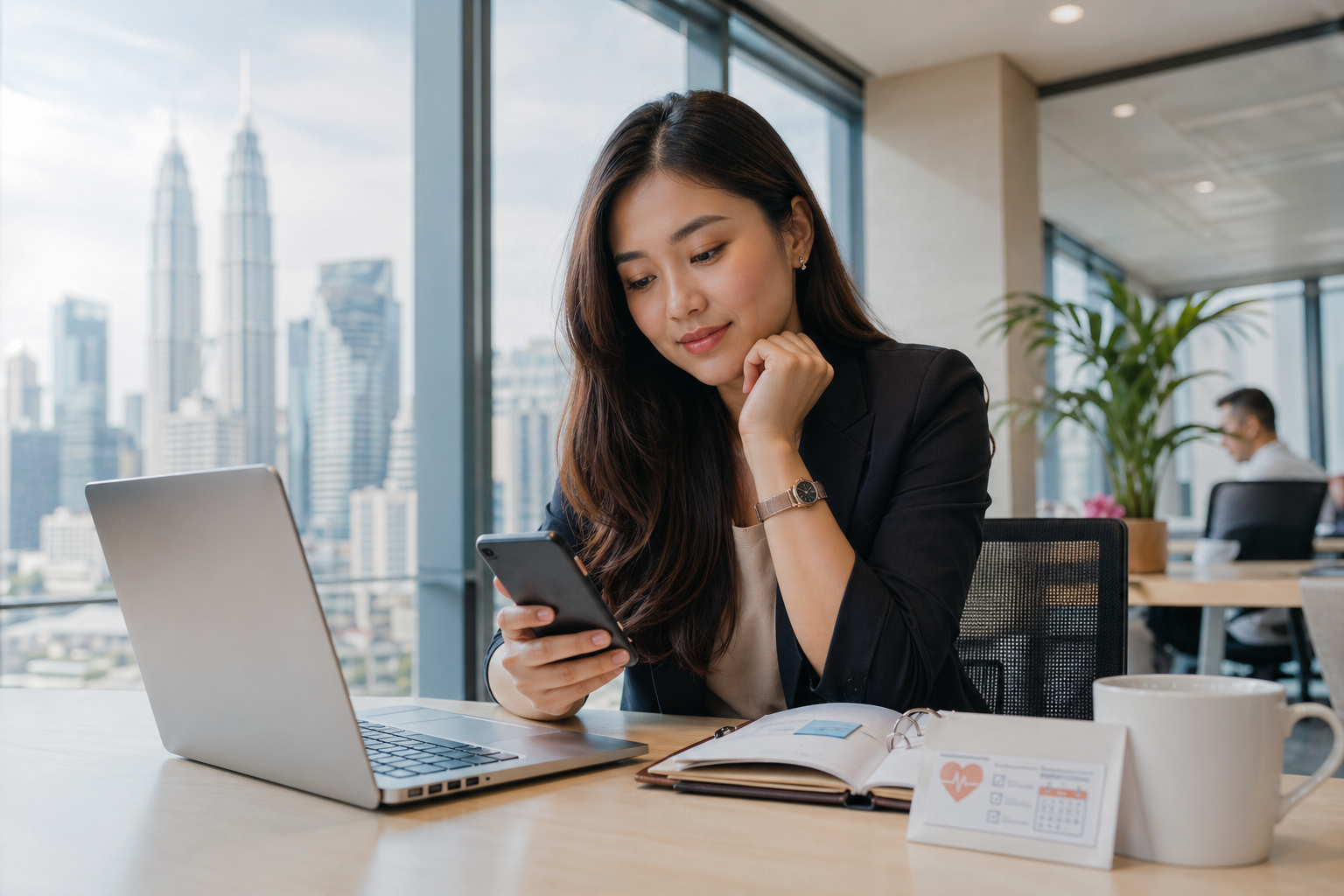 Busy Malaysian working adult planning a preventive health check